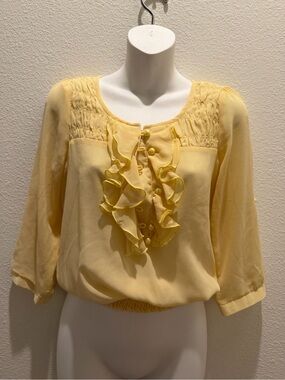 & Other Stories Pale Yellow Ruffle Front Blouse